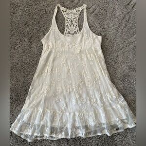 Hollister Women’s Ivory White Floral Lace Summer Dress Size M